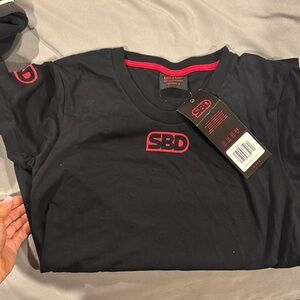 Black Long Sleeve Tee with Red Accents